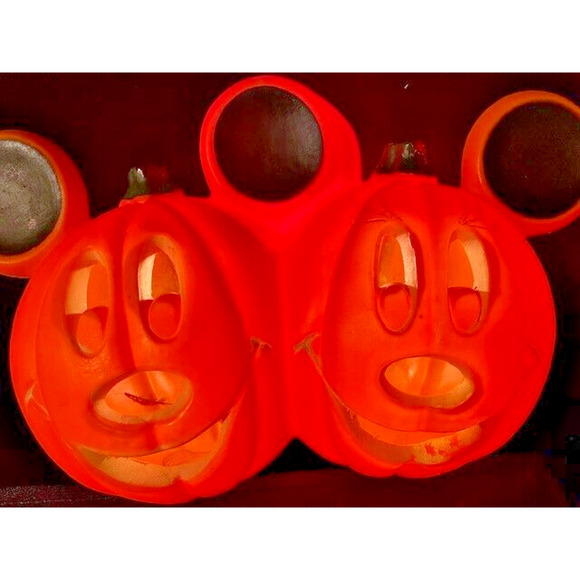 Vintage Disney Mickey and Minnie Mouse Halloween Pumpkin Blow Mold with Light - Picture 5 of 9